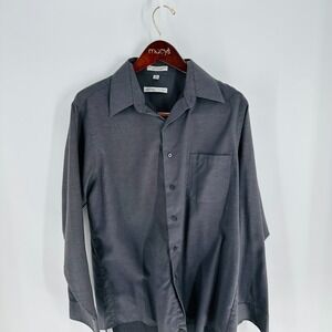 Geoffrey Beene Western Classic Button-Up Dress‎ Shirt Ash Gray Size (34/36)